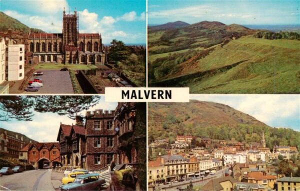 Malvern  UK Priory Church The Abbey Gateway Malvern Hills from British Camp Grea