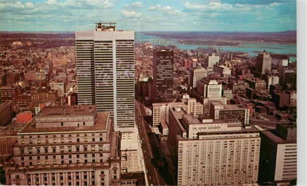 Montreal Quebec Birds eye view of downtown as seen from the observation floor of