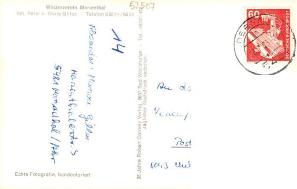 Marienthal Dernau Winzerverein Gasthaus Panorama Weinreben Urkunde – Bild 2