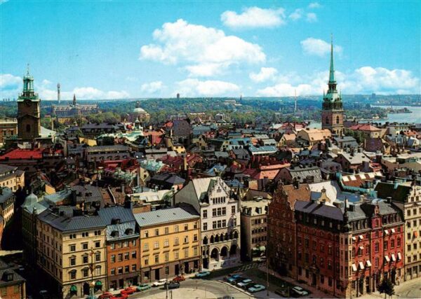 Stockholm Blick ueber die Altstadt von Riddarholmskirche aus
