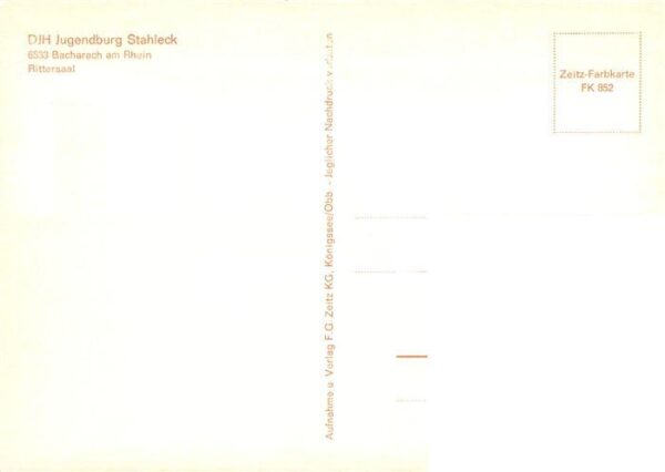 Bacharach Rhein DJH Jugendburg Stahleck Rittersaal – Bild 2