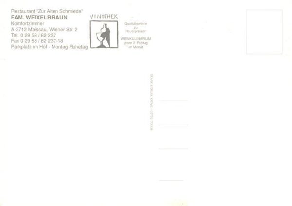 Maissau Gasthof Zur Alten Schmiede Terrasse Gastraum Vinothek – Bild 2