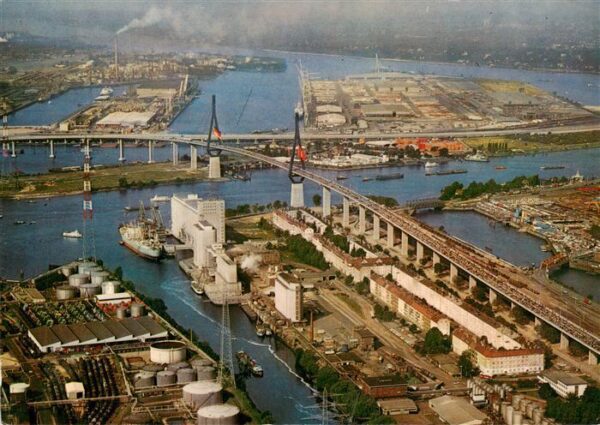 Hamburg Koehlbrandbruecke Fliegeraufnahme