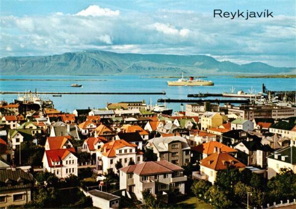 Reykjavík Island View towards the harbour and Mt Esja