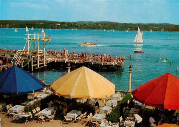 Starnberg Starnbergersee Blick vom Seerestaurant auf Undosa Bad