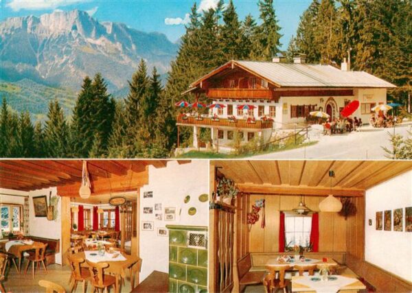 Berchtesgaden Gasthaus Cafe Sonneck mit Untersberg Gastraeume