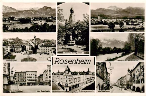 Rosenheim  Bayern Panorama Stadtgarten Ludwigsplatz Mangfall mit Wendelstein Max