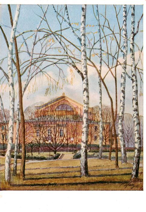 Bayreuth Richard Wagner Festspielhaus Aquarell