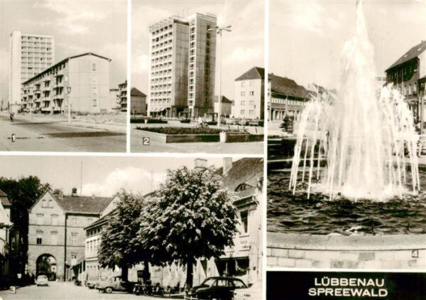 Luebbenau Spreewald Strasse der Jugend Roter Platz Topfmarkt Springbrunnen Haupt