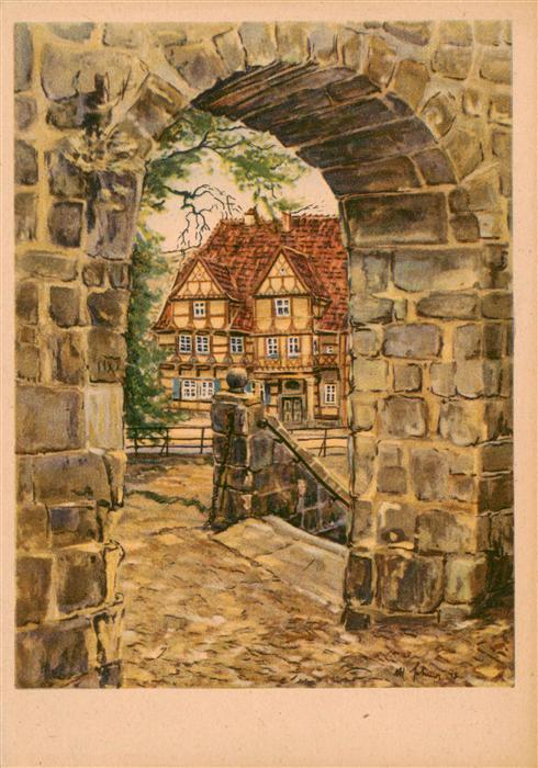 Quedlinburg Blick auf das Klopstock Haus Gemaelde