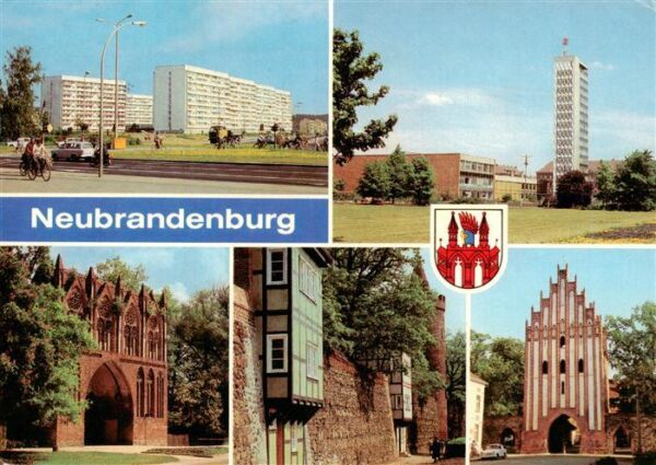 Neubrandenburg Neubauten Leninstrasse Karl Marx Platz Treptower Tor Stadtmauer m