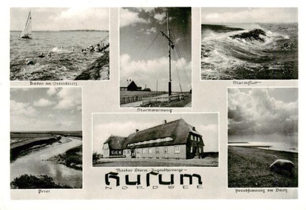 Husum  Nordfriesland Baden am Steindeich Sturmwarnung Sturmflut Priel Theodor St