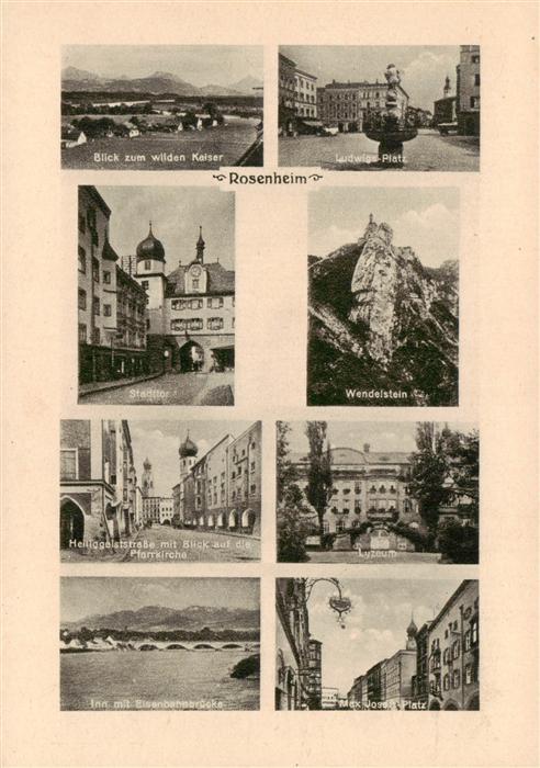 Rosenheim  Bayern mit Wildem Kaiser Ludwigs Platz Stadttor Wendelstein Heiliggei