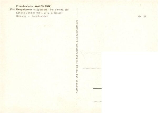 Mespelbrunn Fremdenheim Waldmann Gaststube Pferdebus – Bild 2