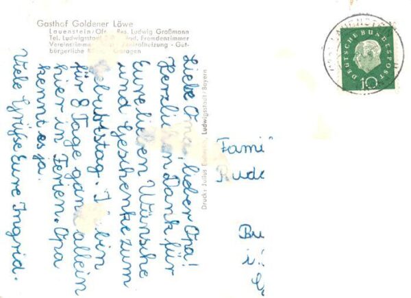 Lauenstein Oberfranken Burgblick Gasthof Goldener Loewe Gaestehaus Vereinszimmer – Bild 2
