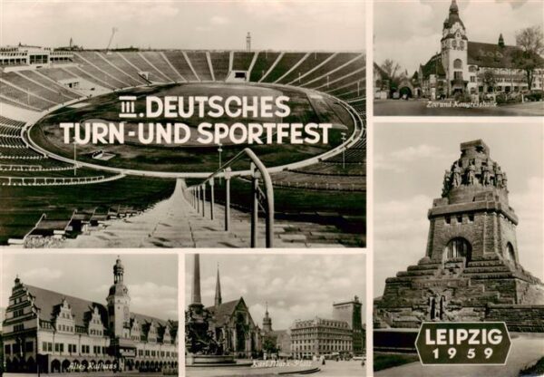 Leipzig III. Deutsches Turn- und Sportfest Zoo Kongresshalle Karl-Marx-Platz Alt