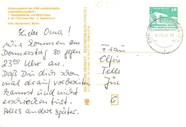 Tornow  Koenigswusterhausen Berlin Schulungsheim der VVB Hauptgebaeude und Bette – Bild 2