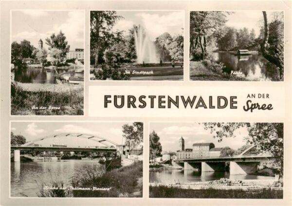 Fuerstenwalde Spree Stadtpark Faehre Spreepartie Bruecke der Thaelmann Pioniere