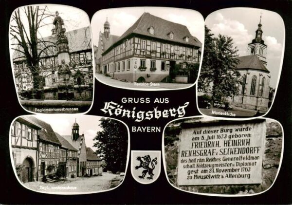 Koenigsberg Bayern Regiomontanusbrunnen Pension Stern Marienkirche Regiomontanus