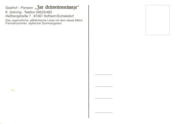 Eichelsdorf Unterfranken Gasthof Pension Zur Schwedenschanze Gastraeume Terrasse – Bild 2