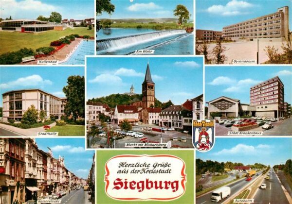 Siegburg Hallenbad Am Wehr Gymnasium Stadthalle Markt mit Michaelsberg Staedt Kr