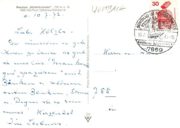 Wembach Schwarzwald Pension Hirtenbrunnen Landschaftspanorama – Bild 2