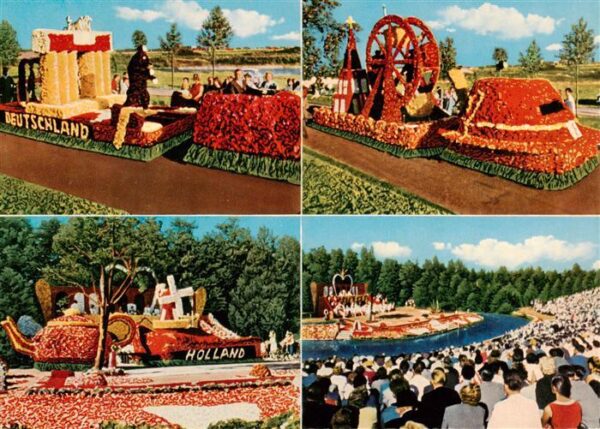 Wiesmoor Korsowagen und Freilichtbuehne beim Bluetenfest