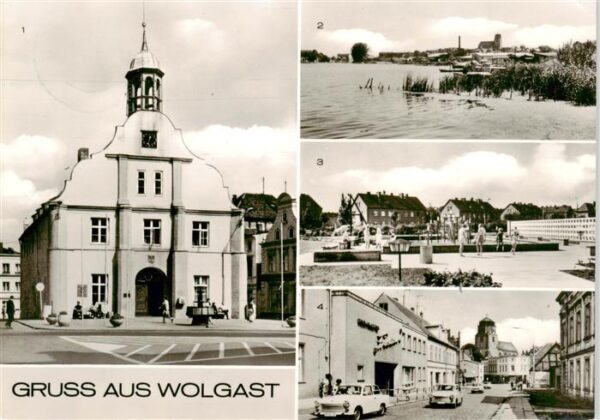 Wolgast Mecklenburg-Vorpommern Rathaus An der Peene Springbrunnen in der Hufelan