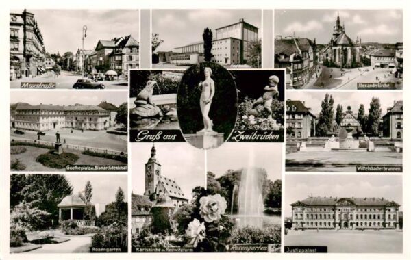 Zweibruecken Pfalz Maxstrasse Goetheplatz Rosengarten Karlskirche Justizpalast W