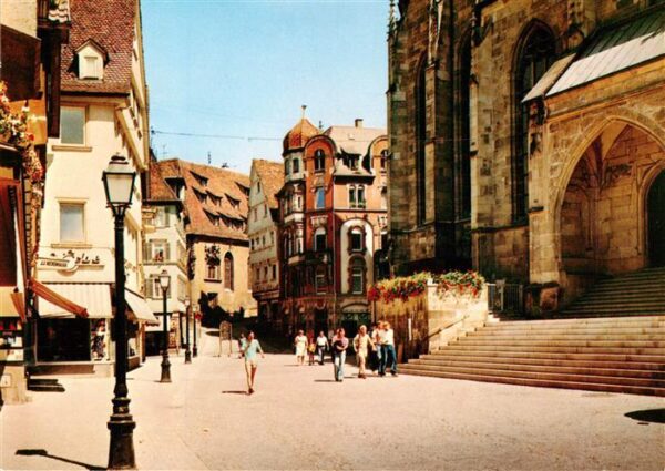 Tuebingen Holzmarkt mit Brautportal der Stiftskirche