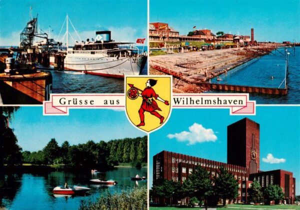Wilhelmshaven Schiffsanlegestelle Gondelteich Rathaus Strandpartie