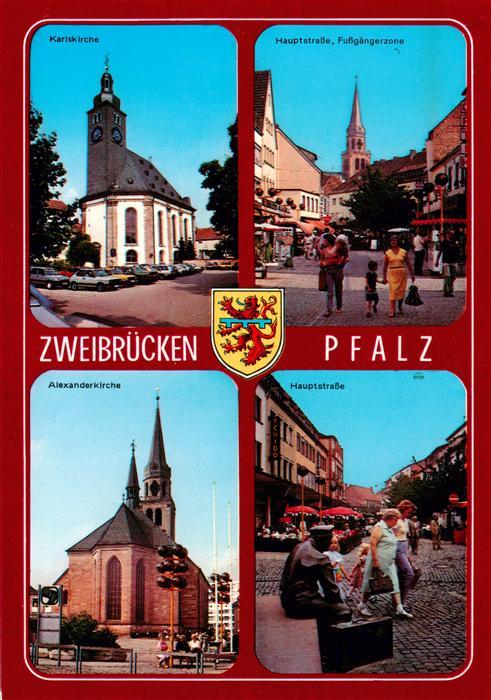 Zweibruecken Pfalz Karlskirche Hauptstrasse Fussgaengerzone Alexanderkirche Haup