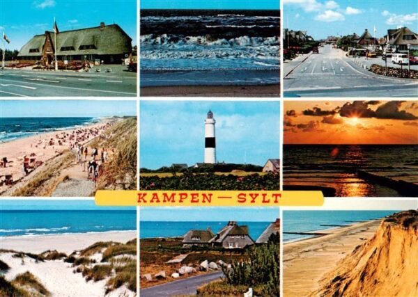 Kampen  Sylt Strassenpartien Sturm Strand Leuchtturm Duenen Steilkueste