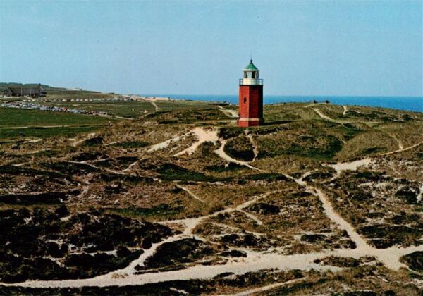 Kampen  Sylt Leuchtturm in Kampener Duenen Landschaft