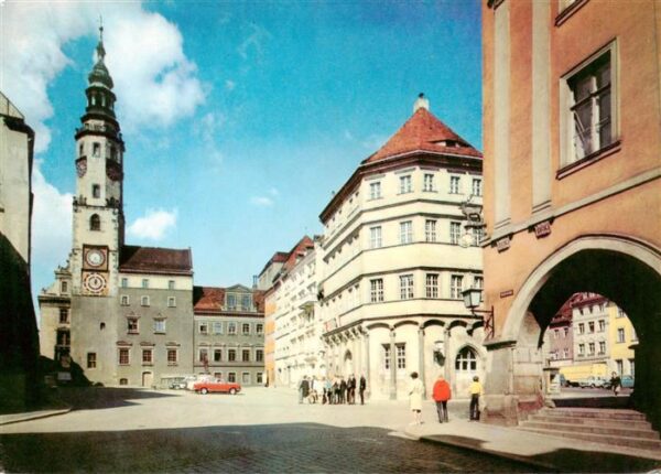 Goerlitz  Sachsen Untermarkt mit Rathaus Zeile und Lauben