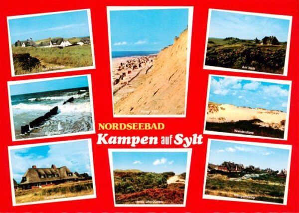 Kampen  Sylt Haus Kliffende Brandung Ferienhaeuser Rotes Kliff Heide und Duenen
