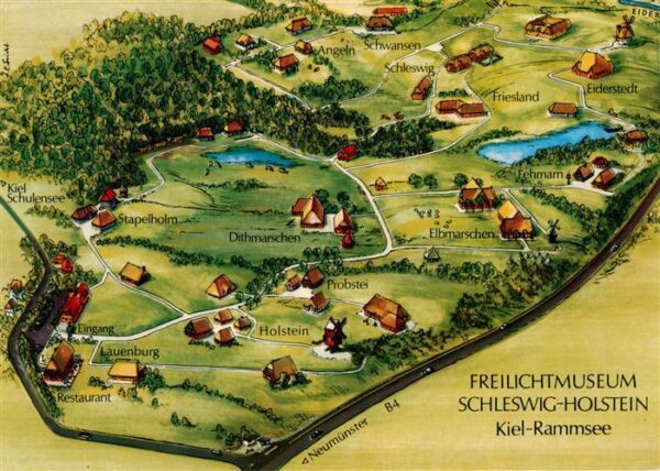 Rammsee Kiel Molfsee Schleswig Holsteinisches Freilichtmuseum Illustration