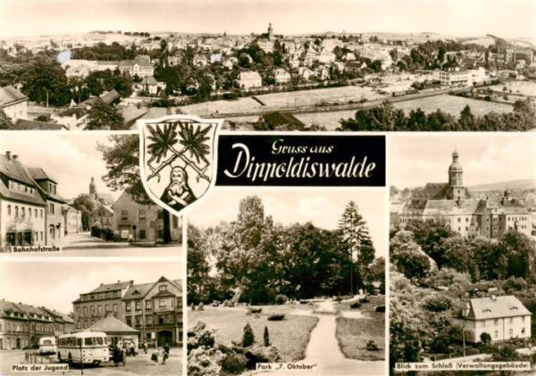 Dippoldiswalde Osterzgebirge Panorama Bahnhofstrasse Platz der Jugend Park 7. Ok