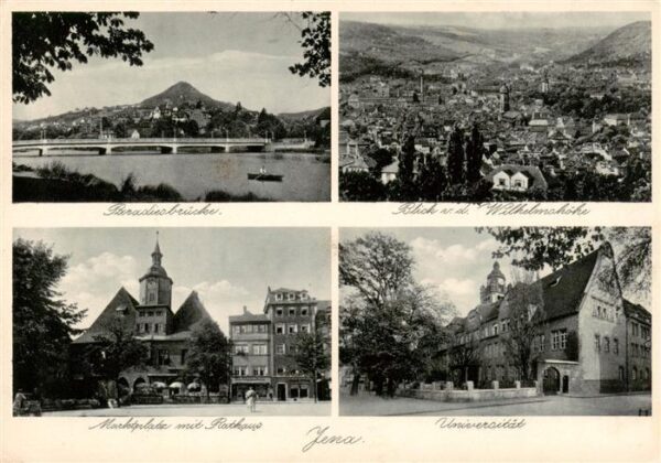 Jena  Thueringen Paradiesbruecke Blick von der Wilhelmshoehe Marktplatz mit Rath