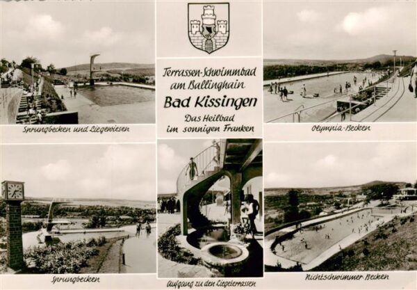 Bad Kissingen Sprungbecken und Liegewiesen Terrassenschwimmbad Olympia Becken Sp