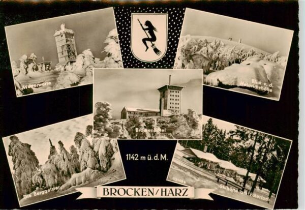 Brocken Harz Wetterwarte Blick von der Heinrichshoehe Die Berggeister Brockenhot