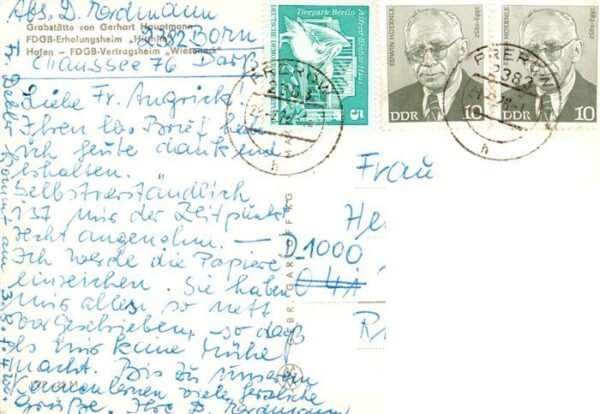 Kloster Hiddensee Grabstaette von Gerhart Hauptmann FDGB Erholungsheim Hitthim H – Bild 2