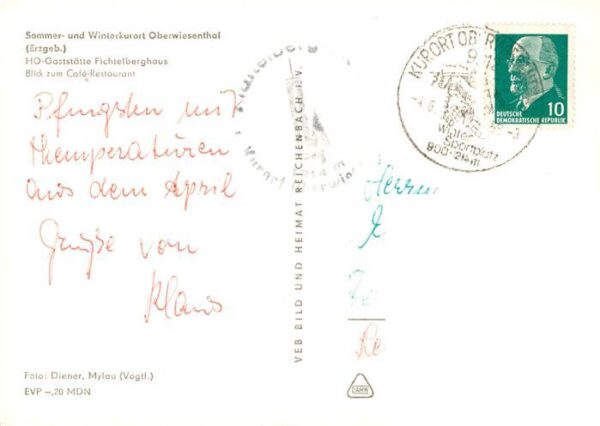 Oberwiesenthal Erzgebirge HO Gaststaette Fichtelberghaus Cafe Restaurant – Bild 2