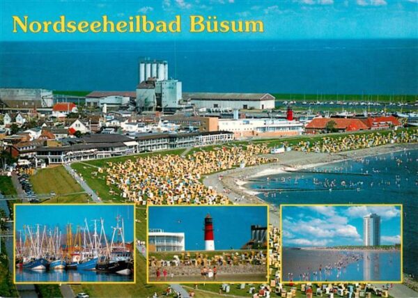 Buesum Nordseebad Fliegeraufnahme Fischereihafen Leuchtturm Strandpartie