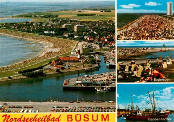 Buesum Nordseebad Fliegeraufnahme Strand Badeleben Krabbenfischer