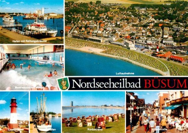Buesum Nordseebad Rettungskreuzer Meerwasserschwimmbad Fliegeraufnahme Leuchttur