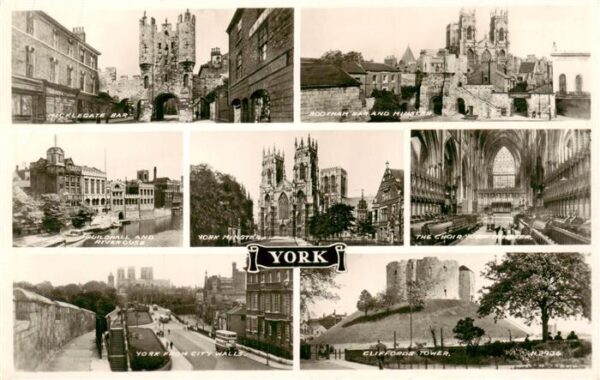 York  UK Mickelgate Bar Guildmall and Riverouse York from City Walls Bootham Bar
