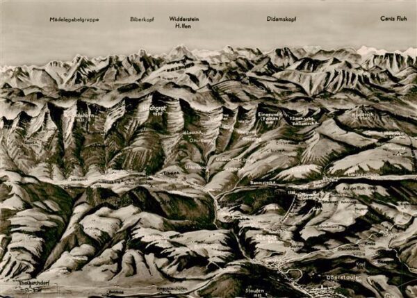 Steibis Oberstaufen Panoramakarte mit Berggasthof Imberg