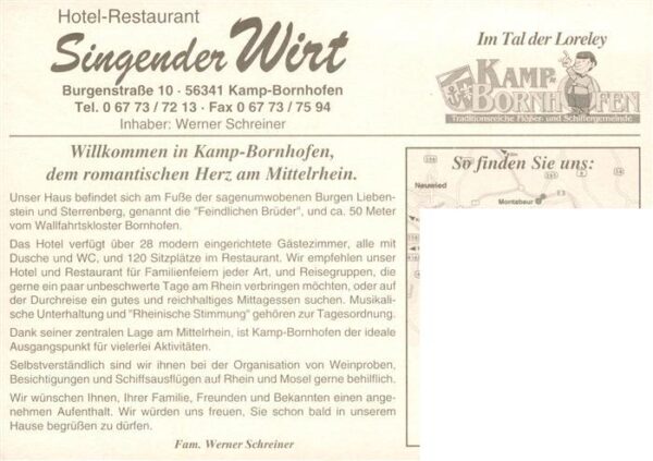 Kamp-Bornhofen Rhein Hotel Restaurant Der Singende Wirt Gastraum – Bild 2