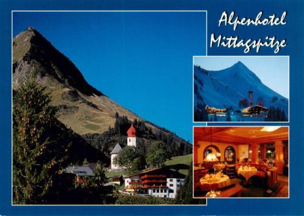 Damuels Vorarlberg AT Alpenhotel Mittagspitze Gaststube Kirche
